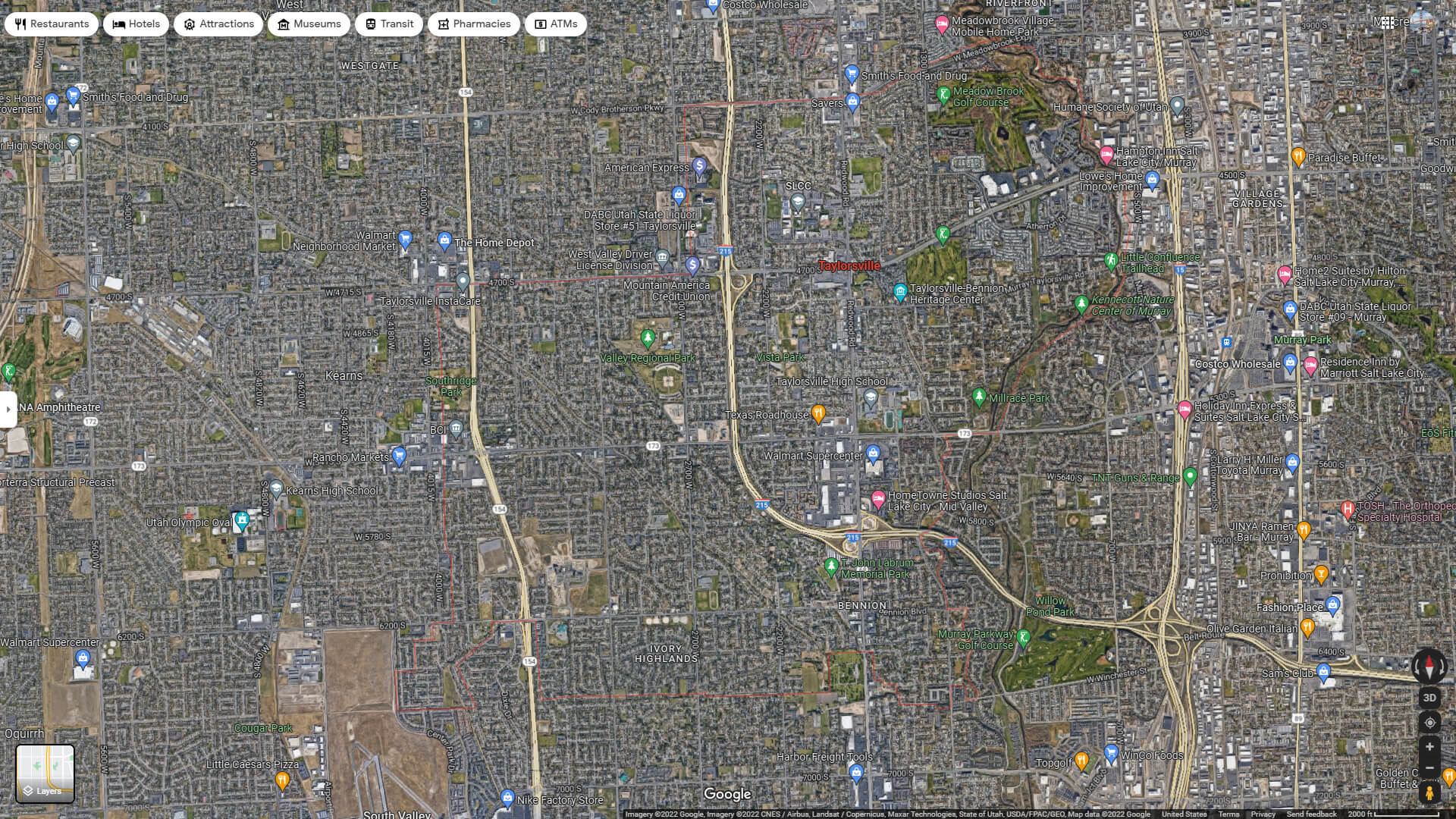 Taylorsville Aerial Map Utah